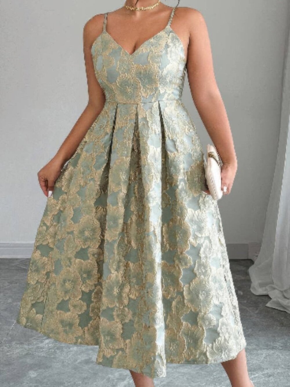 Jacquard Elegant Spaghetti Strap Dress